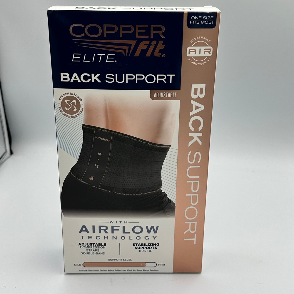 Copper Fit Elite Back Support Adjustable Airflow Compression Belt Black One Size